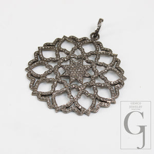 Beautiful Star Pave Designer Rosecut Pave Diamond Pendant 925 Sterling Silver Handmade Finish Diamond Jewelry Necklace Pendant