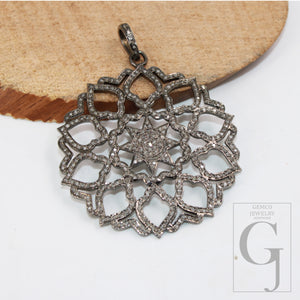 Beautiful Star Pave Designer Rosecut Pave Diamond Pendant 925 Sterling Silver Handmade Finish Diamond Jewelry Necklace Pendant