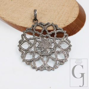 Beautiful Star Pave Designer Rosecut Pave Diamond Pendant 925 Sterling Silver Handmade Finish Diamond Jewelry Necklace Pendant