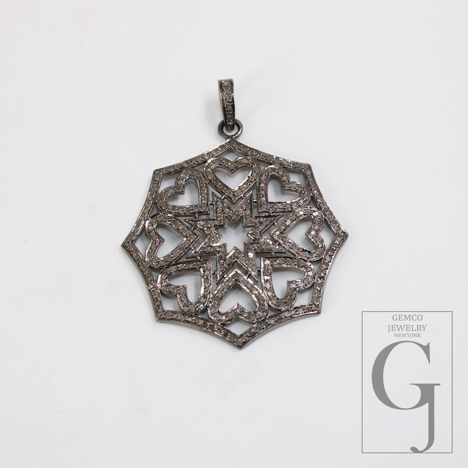 Beautiful Designer Love Pendant Rosecut Pave Diamond Pendant 925 Sterling Silver Handmade Finish Beautiful Diamond Pendant Jewelry
