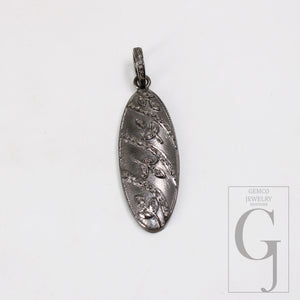 Beautiful Oval Designer Flower Pendant Rosecut Pave Diamond Pendant 925 Sterling Silver Handmade Finish Diamond Jewelry Necklace Pendant