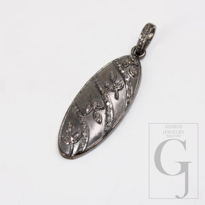 Beautiful Oval Designer Flower Pendant Rosecut Pave Diamond Pendant 925 Sterling Silver Handmade Finish Diamond Jewelry Necklace Pendant