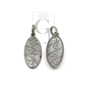 Beautiful Oval Designer Flower Pendant Rosecut Pave Diamond Pendant 925 Sterling Silver Handmade Finish Diamond Jewelry Necklace Pendant