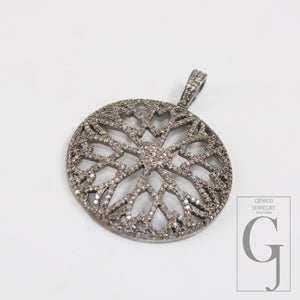Heart diamond Pave diamond high quality rosecut pendant 925 sterling silver finish handmade diamond pendant designed love diamond pendant