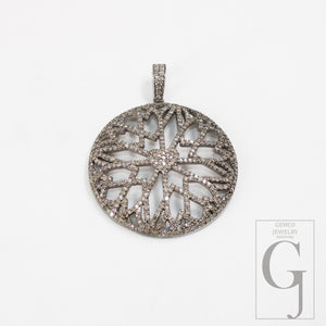 Heart diamond Pave diamond high quality rosecut pendant 925 sterling silver finish handmade diamond pendant designed love diamond pendant