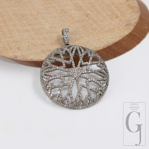 Heart diamond Pave diamond high quality rosecut pendant 925 sterling silver finish handmade diamond pendant designed love diamond pendant
