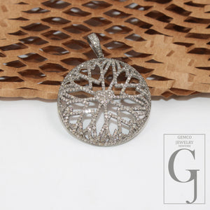 Heart diamond Pave diamond high quality rosecut pendant 925 sterling silver finish handmade diamond pendant designed love diamond pendant