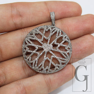 Heart diamond Pave diamond high quality rosecut pendant 925 sterling silver finish handmade diamond pendant designed love diamond pendant