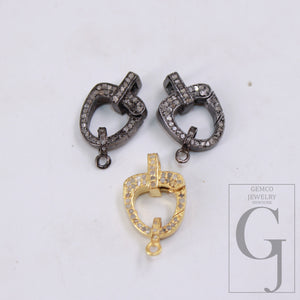 1pc Pave Diamond Clasp,Lobster Clasp ,925 Sterling Silver Handmade Clasp , Diamond Clasp With Matching Jump Ring,Rose Cut Diamond Clasp.