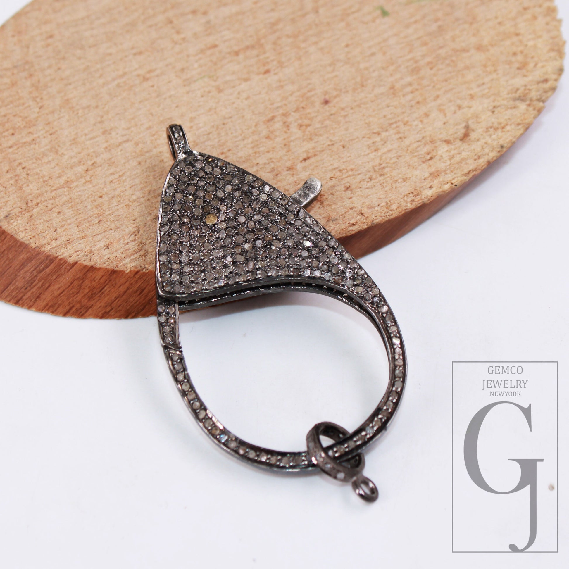 1pc Jumbo Size Rosecut Full Pave Diamond Lobster Design Clasp 925 Sterling Silver Handmade Finish Clasp With Matching Diamond Jump Ring