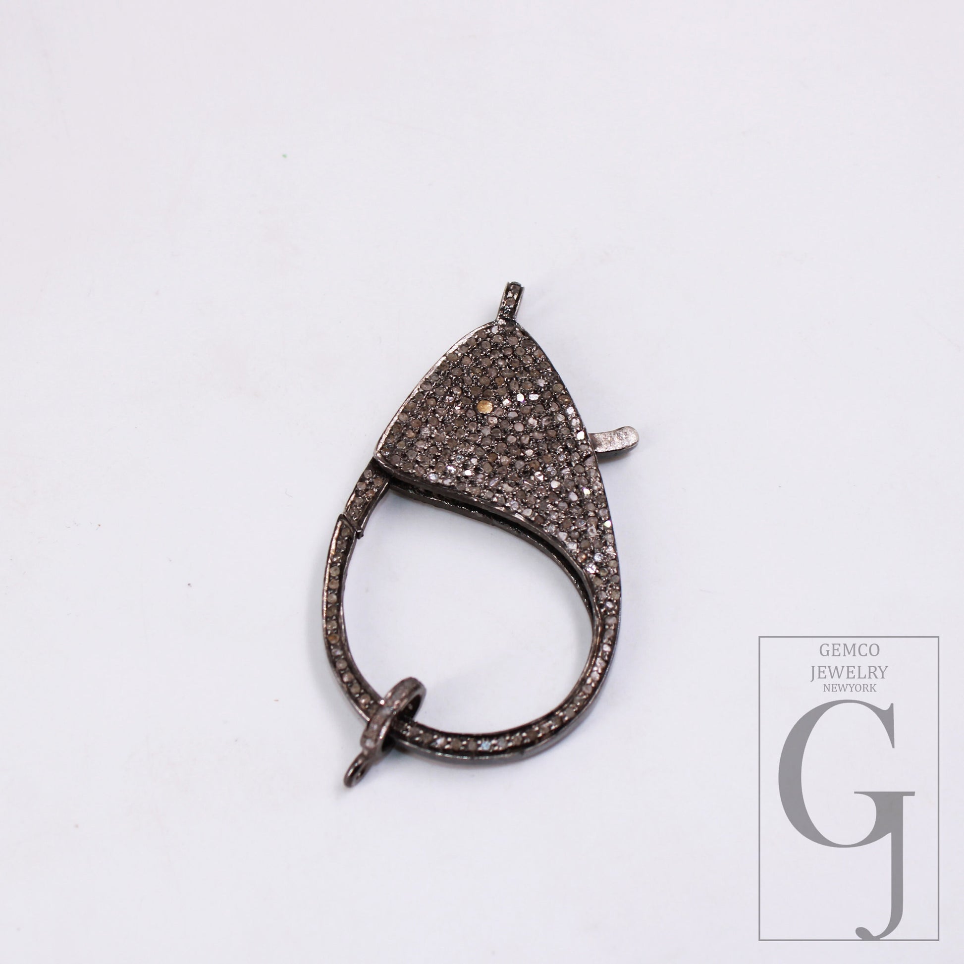 1pc Jumbo Size Rosecut Full Pave Diamond Lobster Design Clasp 925 Sterling Silver Handmade Finish Clasp With Matching Diamond Jump Ring