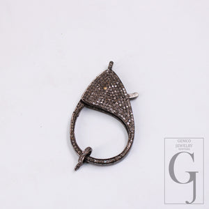 1pc Jumbo Size Rosecut Full Pave Diamond Lobster Design Clasp 925 Sterling Silver Handmade Finish Clasp With Matching Diamond Jump Ring
