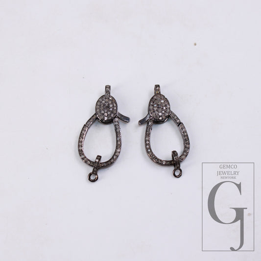 1pc Latest Design Rosecut Pave Diamond Lobster Design Clasp 925 Sterling Silver Handmade Finish Clasp With Matching Jump Ring Designer Clasp