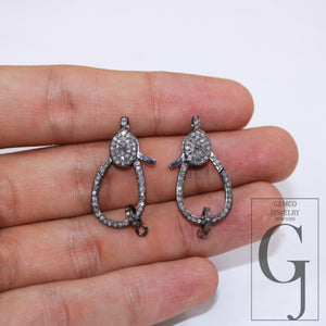 1pc Latest Design Rosecut Pave Diamond Lobster Design Clasp 925 Sterling Silver Handmade Finish Clasp With Matching Jump Ring Designer Clasp