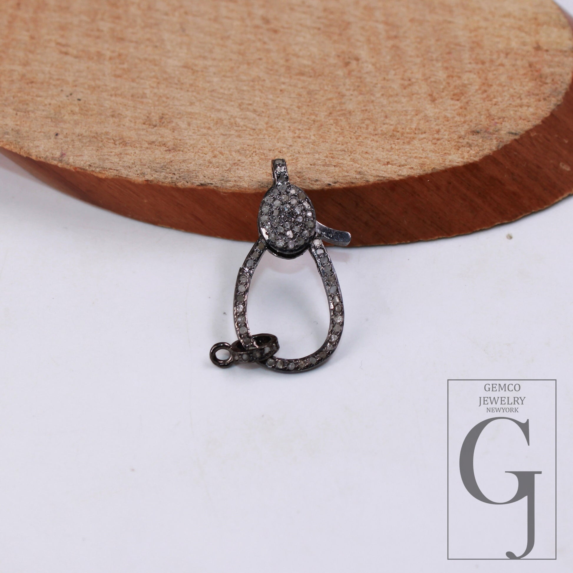 1pc Latest Design Rosecut Pave Diamond Lobster Design Clasp 925 Sterling Silver Handmade Finish Clasp With Matching Jump Ring Designer Clasp