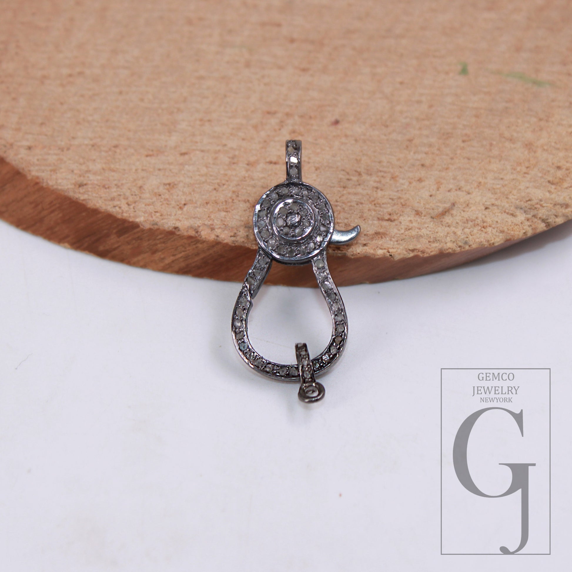 1pc Antique  Lobster Clasp Rose Cut Pave Diamond Clasp 925 Sterling Silver Handmade Finish Diamond Necklace Clasp Pendant Clasp Jewelry
