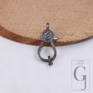 1pc Antique  Lobster Clasp Rose Cut Pave Diamond Clasp 925 Sterling Silver Handmade Finish Diamond Necklace Clasp Pendant Clasp Jewelry