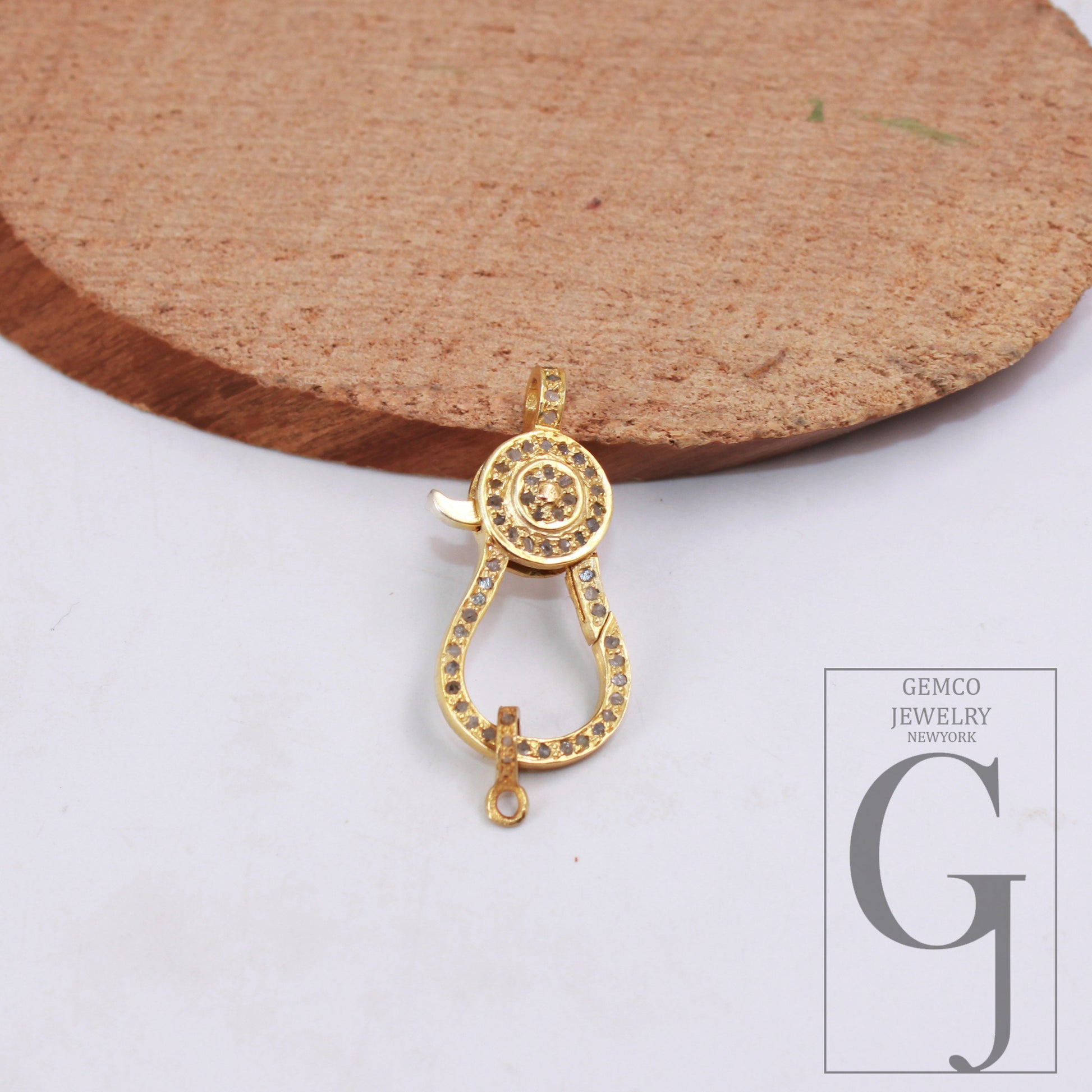 1pc Antique  Lobster Clasp Rose Cut Pave Diamond Clasp 925 Sterling Silver Handmade Finish Diamond Necklace Clasp Pendant Clasp Jewelry