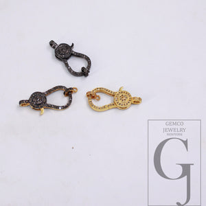 1pc Antique  Lobster Clasp Rose Cut Pave Diamond Clasp 925 Sterling Silver Handmade Finish Diamond Necklace Clasp Pendant Clasp Jewelry