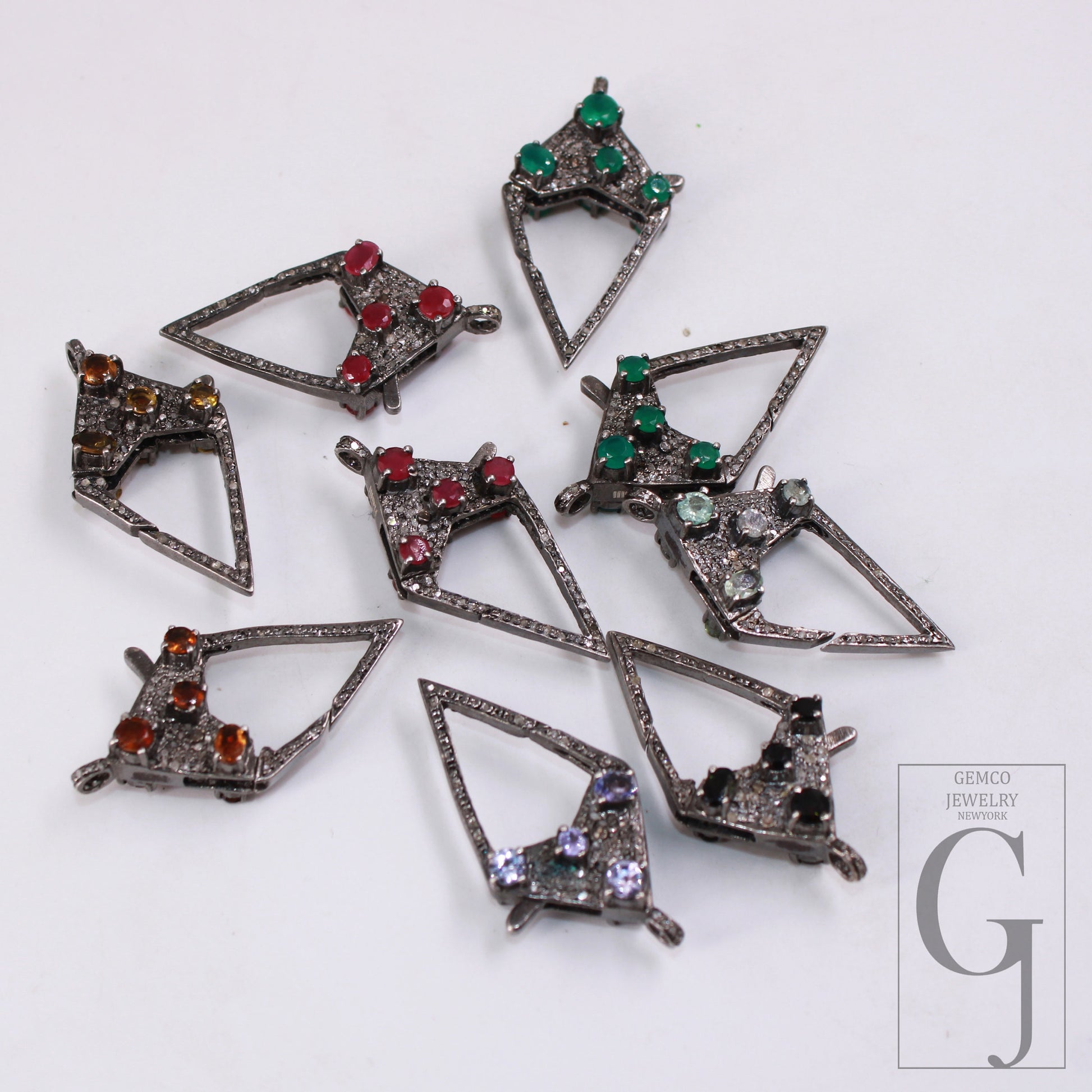 Antique Look Rosecut Pave Diamond Designer Lobster Clasp 925 Sterling Silver Handmade Finish Diamond/Sapphire/Ruby/Emerald Gemstone Clasp