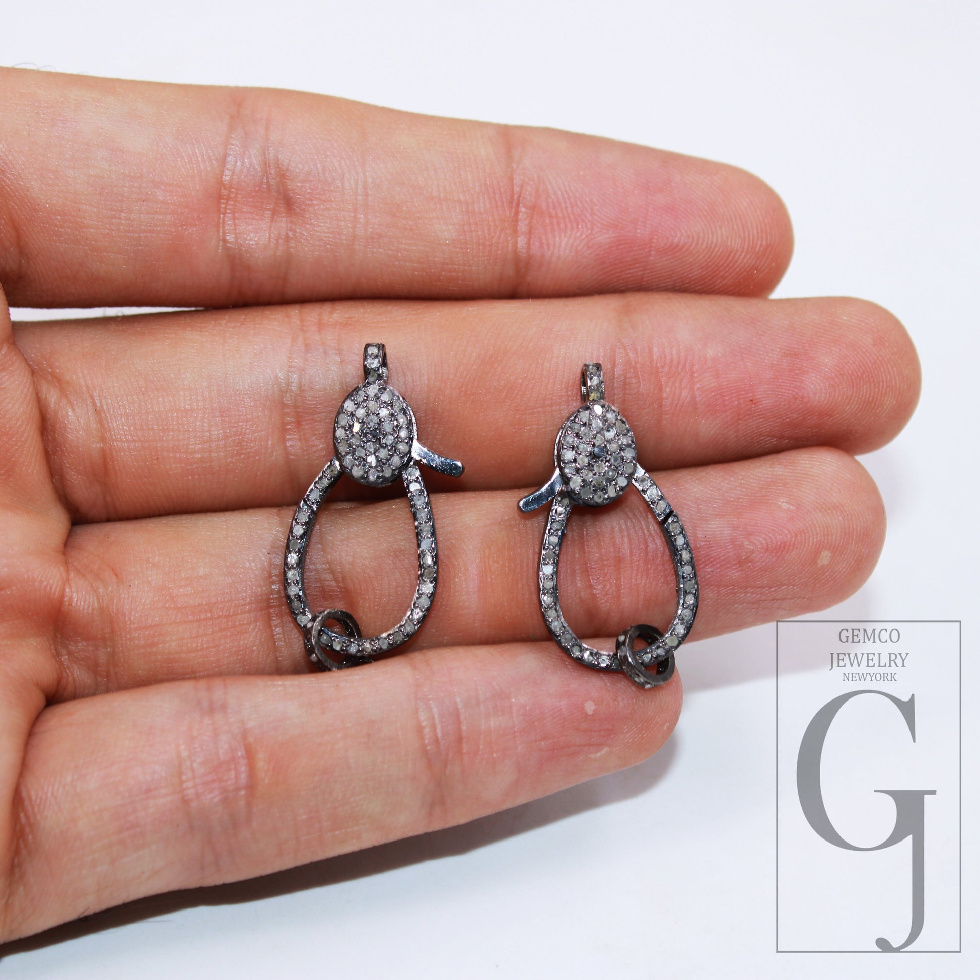 1pc Latest design Rosecut pave diamond lobster design clasp 925 sterling silver handmade finish clasp with matching jump ring lobster clasp