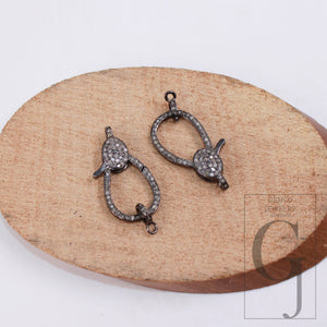 1pc Latest design Rosecut pave diamond lobster design clasp 925 sterling silver handmade finish clasp with matching jump ring lobster clasp