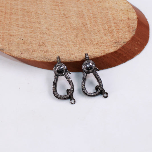 Pave rosecut diamond 925 sterling silver handmade pave diamond lobster clasp