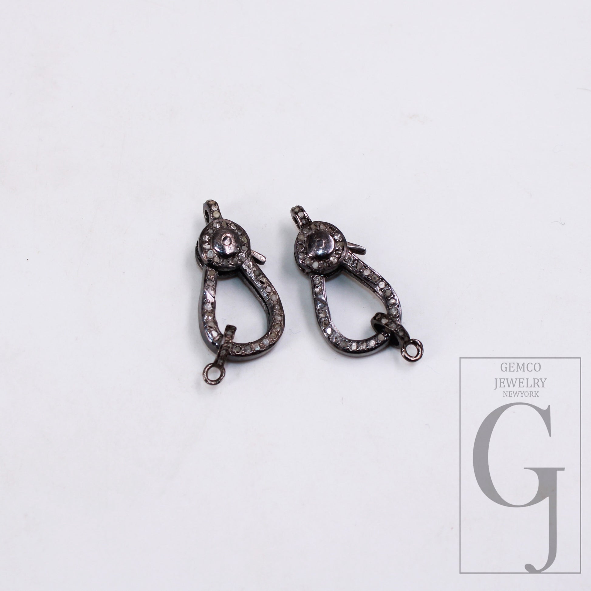 Pave rosecut diamond 925 sterling silver handmade pave diamond lobster clasp