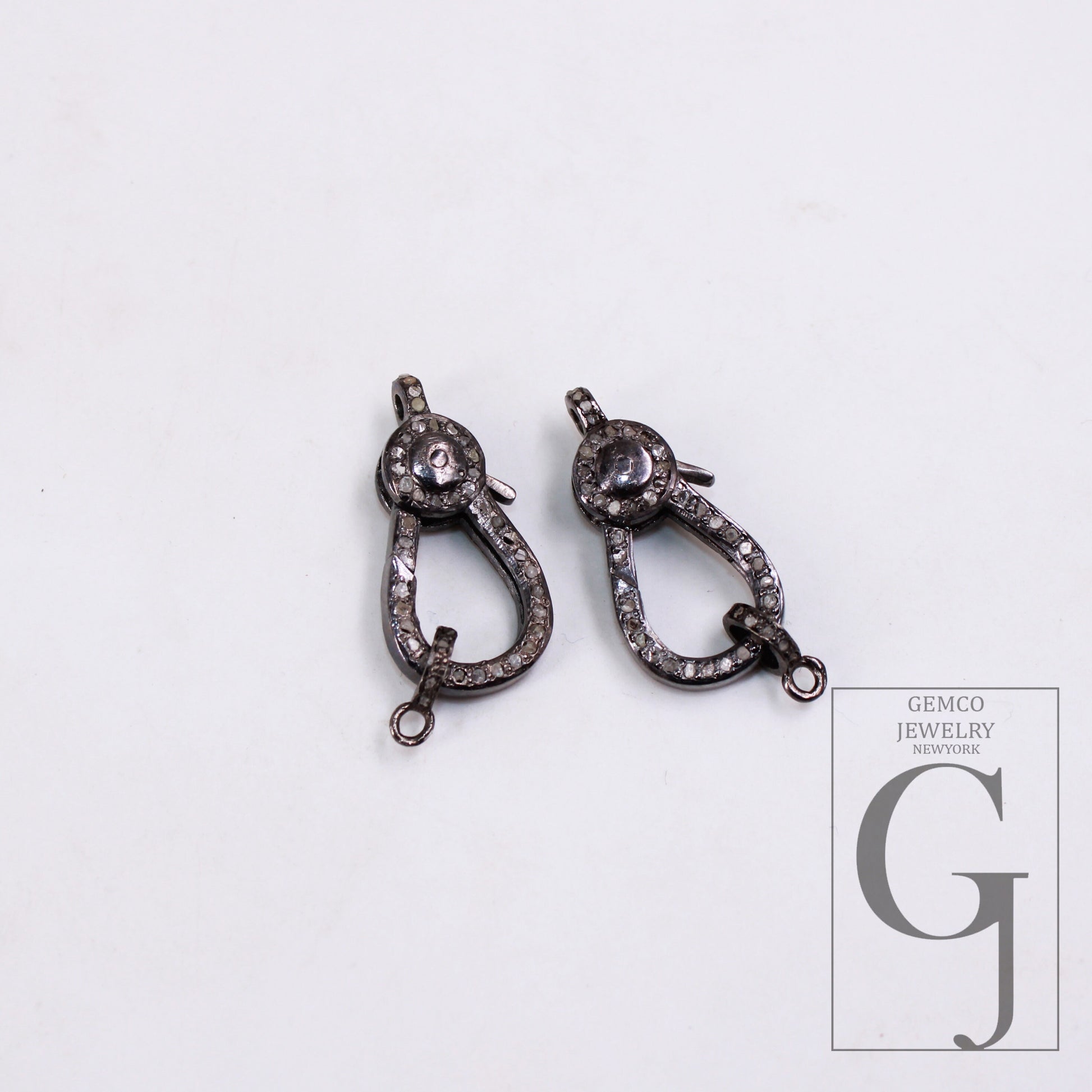 Pave rosecut diamond 925 sterling silver handmade pave diamond lobster clasp
