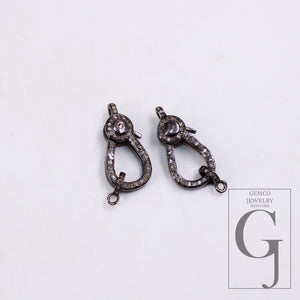 Pave rosecut diamond 925 sterling silver handmade pave diamond lobster clasp