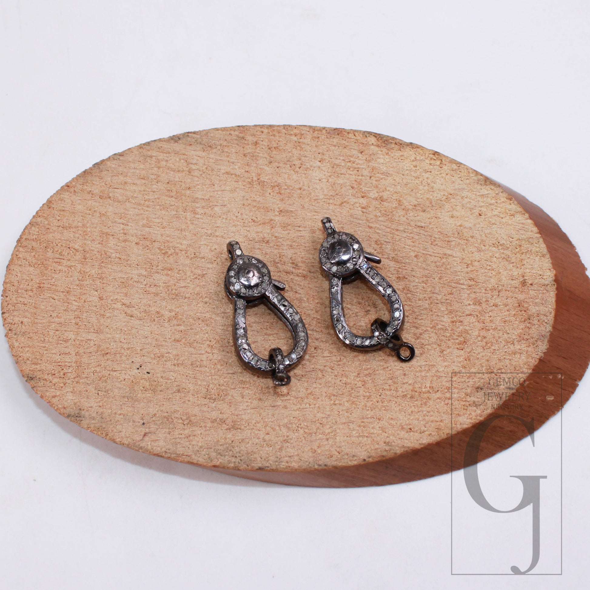 Pave rosecut diamond 925 sterling silver handmade pave diamond lobster clasp