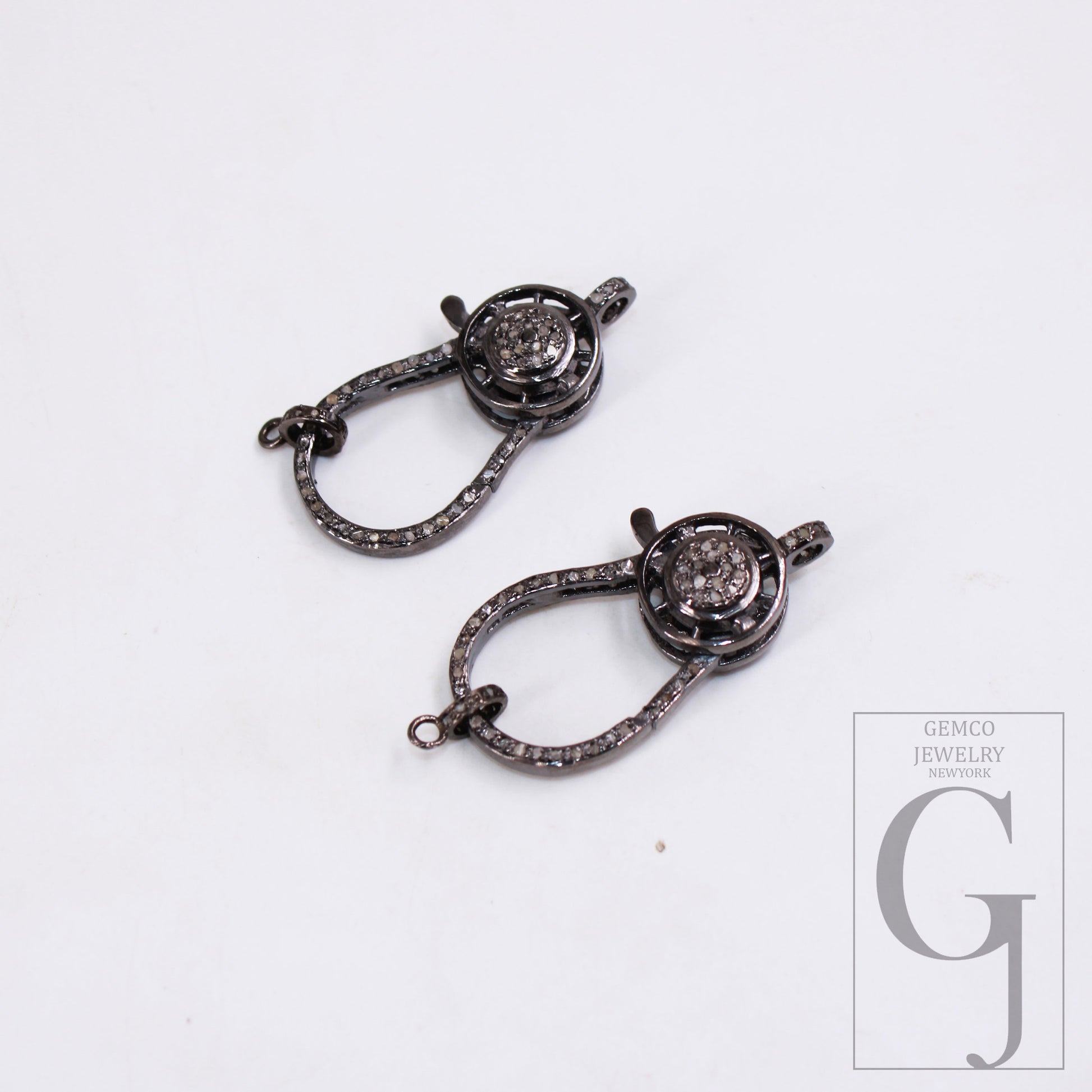 Antique Finish Designer Clasp Rosecut Pave Diamond Lobster Design Clasp 925 Sterling Silver Handmade Finish Clasp With Matching Jump Ring