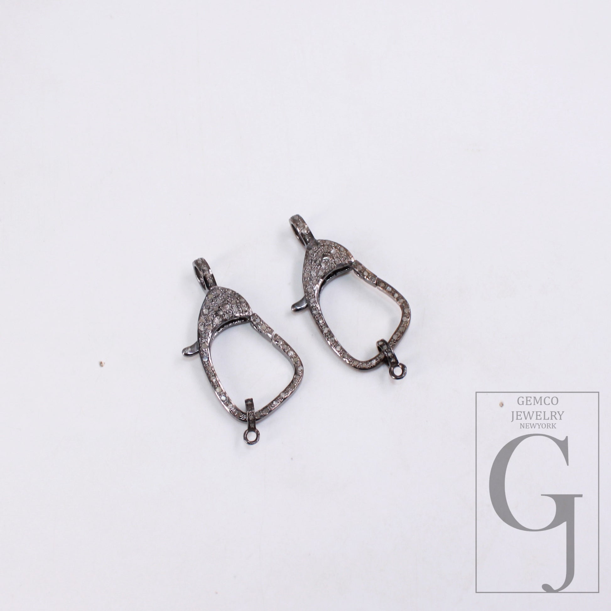 1pc  Rosecut Pave Diamond Lobster Design Spring Clasps 925 Sterling Silver Handmade Finish Diamond Necklace Clasps Jewelry Making Supplies