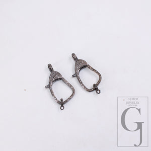 1pc  Rosecut Pave Diamond Lobster Design Spring Clasps 925 Sterling Silver Handmade Finish Diamond Necklace Clasps Jewelry Making Supplies