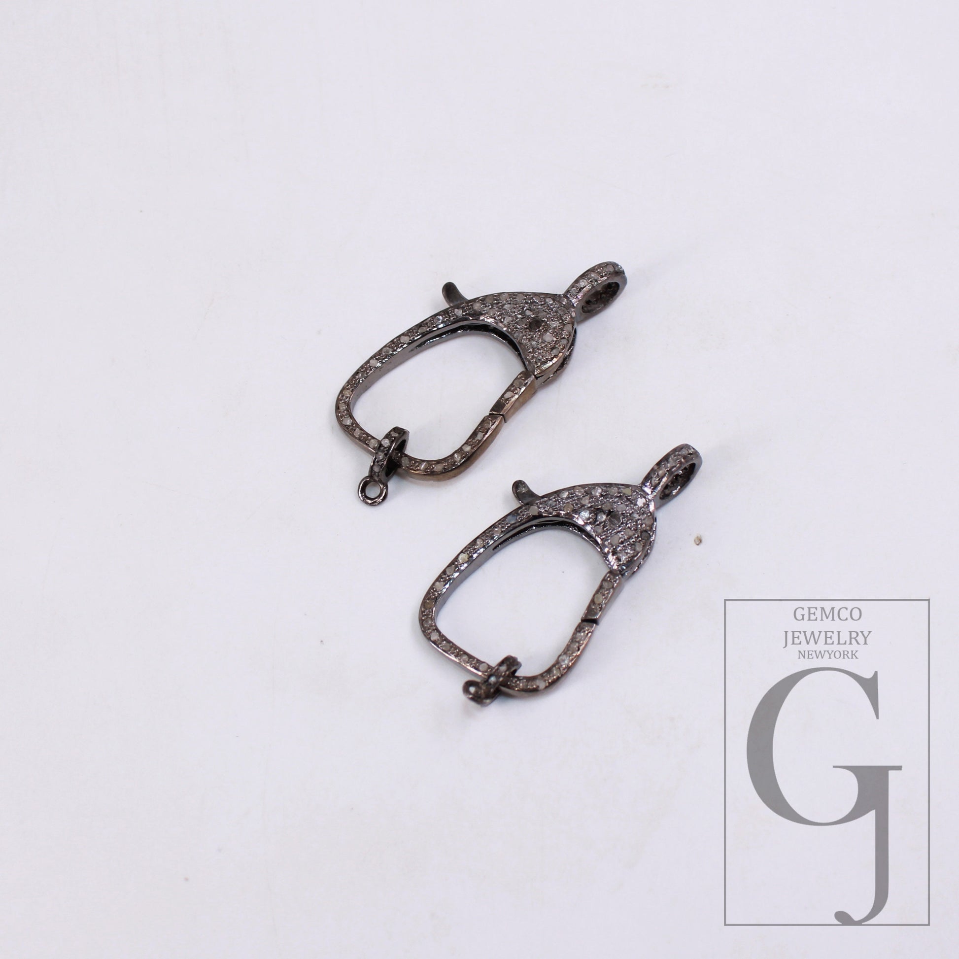 1pc  Rosecut Pave Diamond Lobster Design Spring Clasps 925 Sterling Silver Handmade Finish Diamond Necklace Clasps Jewelry Making Supplies