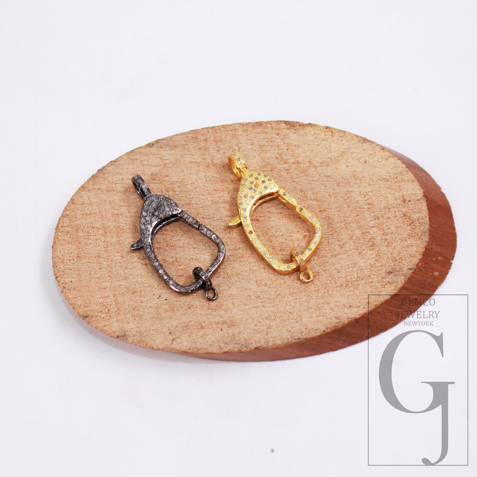 1pc  Rosecut Pave Diamond Lobster Design Spring Clasps 925 Sterling Silver Handmade Finish Diamond Necklace Clasps Jewelry Making Supplies