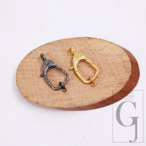 1pc  Rosecut Pave Diamond Lobster Design Spring Clasps 925 Sterling Silver Handmade Finish Diamond Necklace Clasps Jewelry Making Supplies