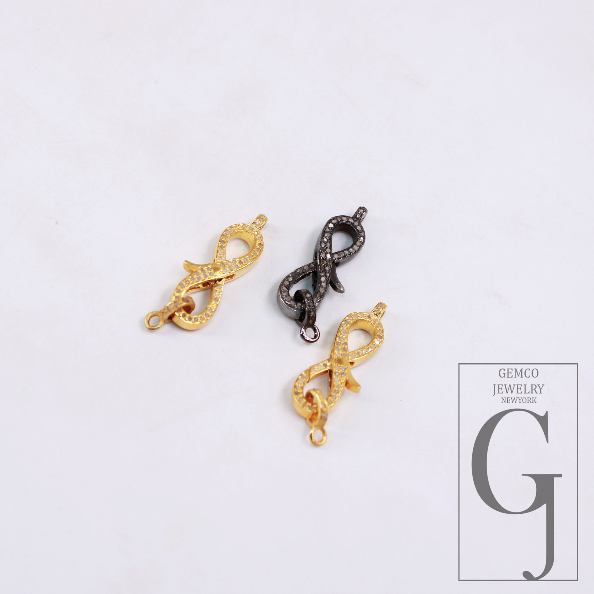 1pc oxidized Rosecut pave diamond infinity design spring clasps 925 sterling silver handmade finish diamond clasps jewelry masking supplies