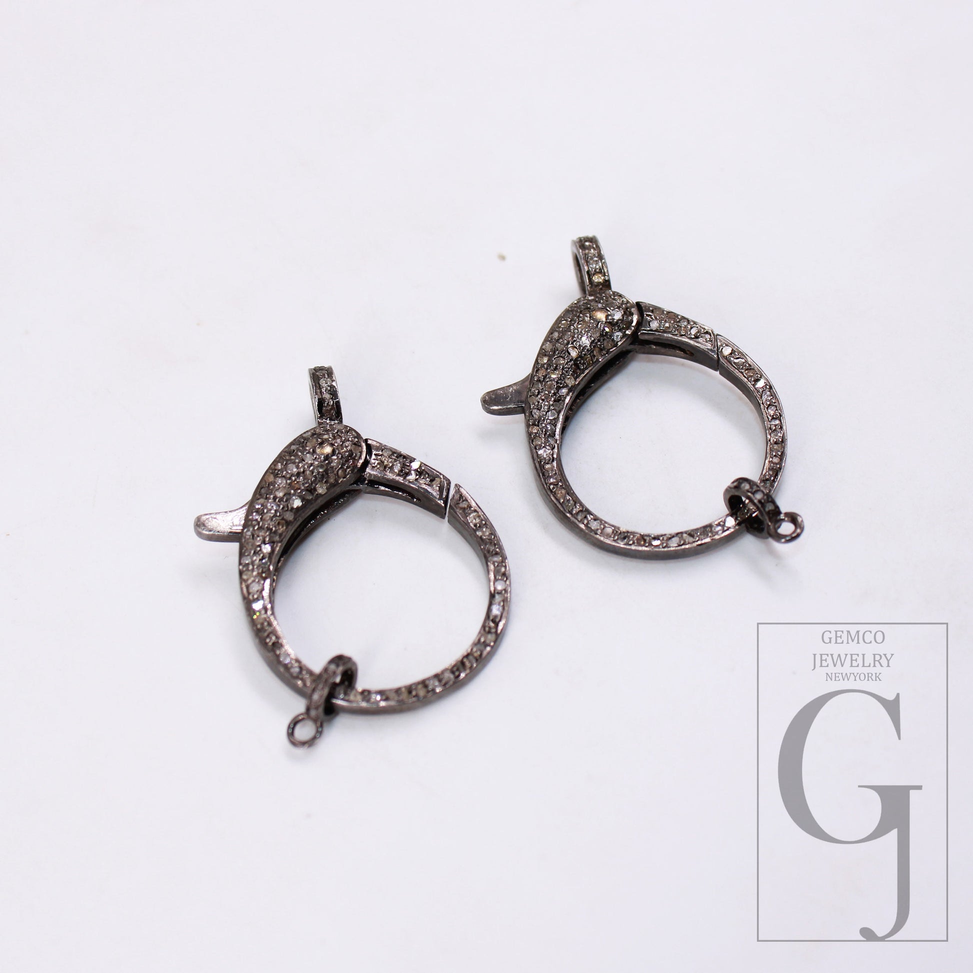 1pc Beautiful Designer Rosecut Pave Diamond Lobster Design Clasp 925 Sterling Silver Handmade Finish Clasp With Matching Jump Ring Jewerly