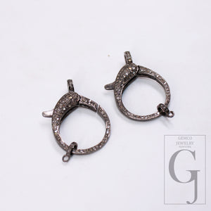 1pc Beautiful Designer Rosecut Pave Diamond Lobster Design Clasp 925 Sterling Silver Handmade Finish Clasp With Matching Jump Ring Jewerly