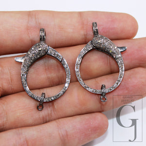 1pc Beautiful Designer Rosecut Pave Diamond Lobster Design Clasp 925 Sterling Silver Handmade Finish Clasp With Matching Jump Ring Jewerly