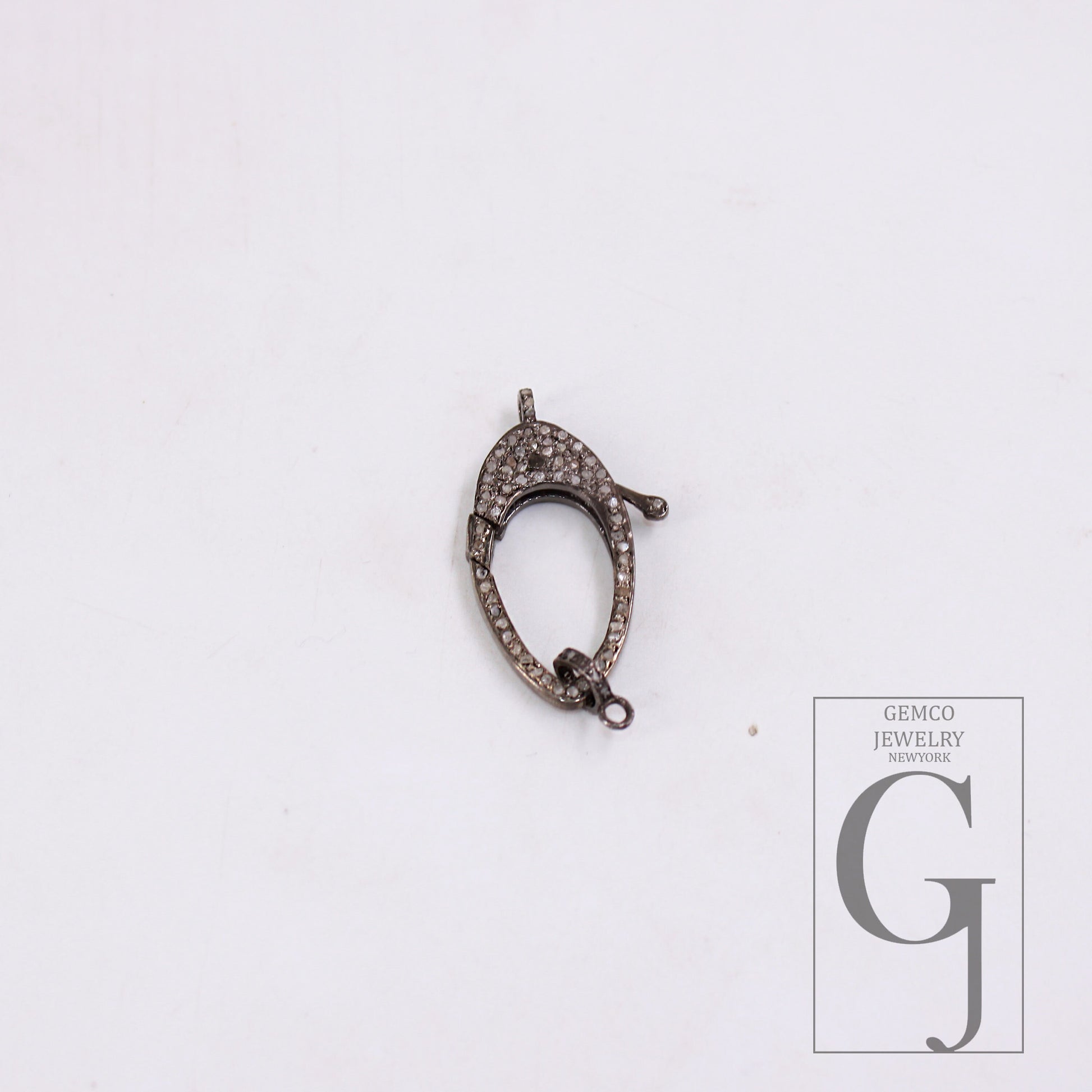 Antique Finish Rosecut Pave Diamond Lobster Designer Clasp 925 Sterling Silver Handmade Finish Clasp With Matching Diamond Jump Ring Jewelry
