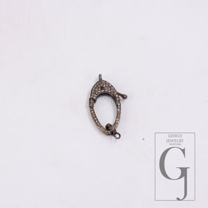 Antique Finish Rosecut Pave Diamond Lobster Designer Clasp 925 Sterling Silver Handmade Finish Clasp With Matching Diamond Jump Ring Jewelry