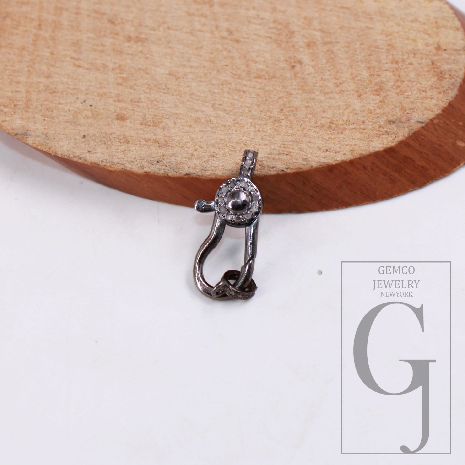 1pc Latest Designer Rosecut Pave Diamond Lobster Design Clasp 925 Sterling Silver Handmade Finish Diamond Clasp Matching Jump Ring Jewelry