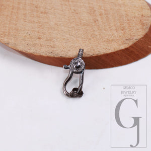 1pc Latest Designer Rosecut Pave Diamond Lobster Design Clasp 925 Sterling Silver Handmade Finish Diamond Clasp Matching Jump Ring Jewelry