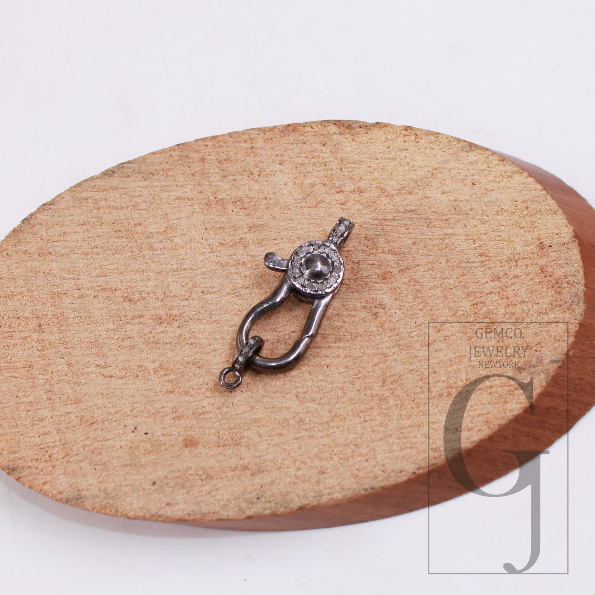 1pc Latest Designer Rosecut Pave Diamond Lobster Design Clasp 925 Sterling Silver Handmade Finish Diamond Clasp Matching Jump Ring Jewelry