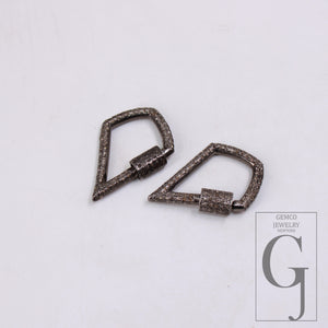 1pc Pave Diamond Carbenier Clasp, Latest Clasp Pave Rosecut Diamond, 925 Sterling Silver Diamond Handmade Screw Design Lock, Diamond  Lock