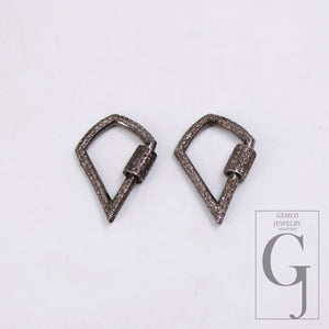 1pc Pave Diamond Carbenier Clasp, Latest Clasp Pave Rosecut Diamond, 925 Sterling Silver Diamond Handmade Screw Design Lock, Diamond  Lock