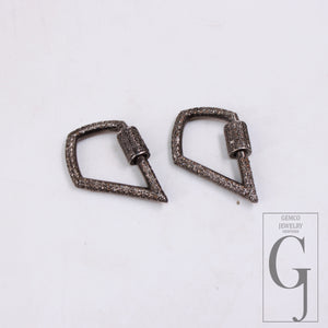 1pc Pave Diamond Carbenier Clasp, Latest Clasp Pave Rosecut Diamond, 925 Sterling Silver Diamond Handmade Screw Design Lock, Diamond  Lock