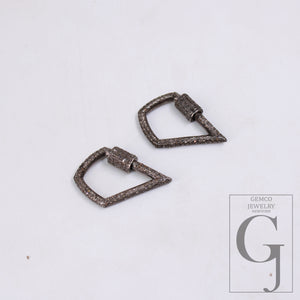 1pc Pave Diamond Carbenier Clasp, Latest Clasp Pave Rosecut Diamond, 925 Sterling Silver Diamond Handmade Screw Design Lock, Diamond  Lock